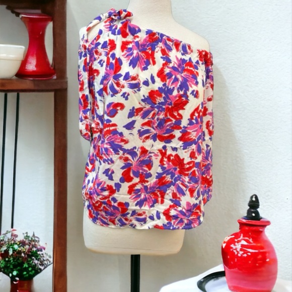 Bibi Kameron Ribbon One Shoulder Top Size Large - Picture 4 of 10